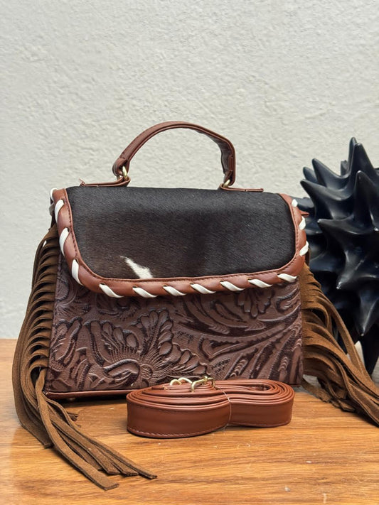 CROSSBODY FABIOLA PELO Y BARBAS VARIABLE PIEL CHOCOLATE