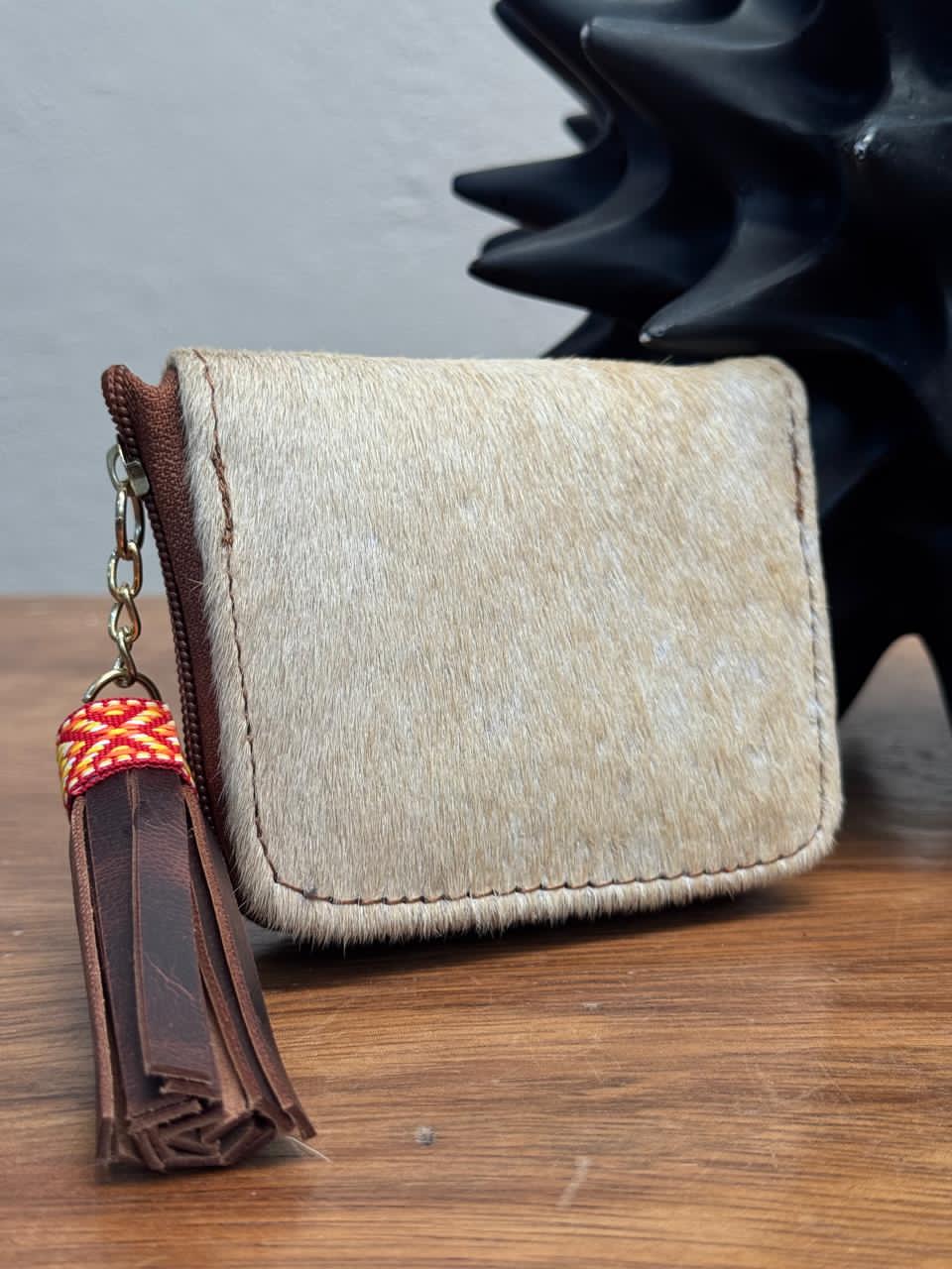 MONEDERO PELO TONOS CAMEL/BEIGE