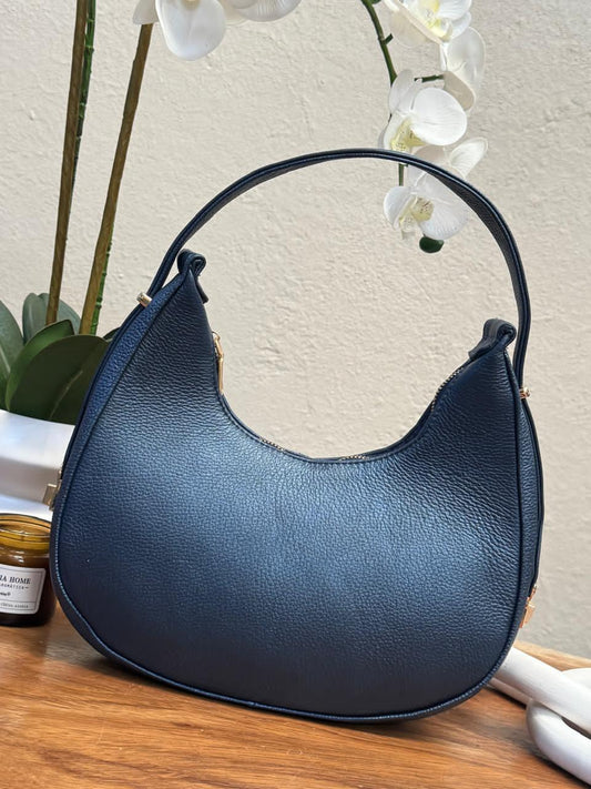 BOLSO 100% PIEL MARSELLA AZUL METALICO