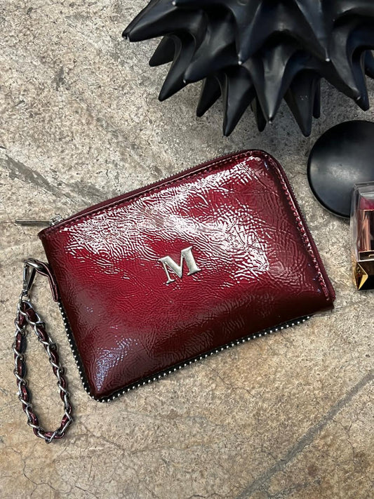 MONEDERO XL PREMIUM VINO CHAROL ARRUGADO H/PLATA