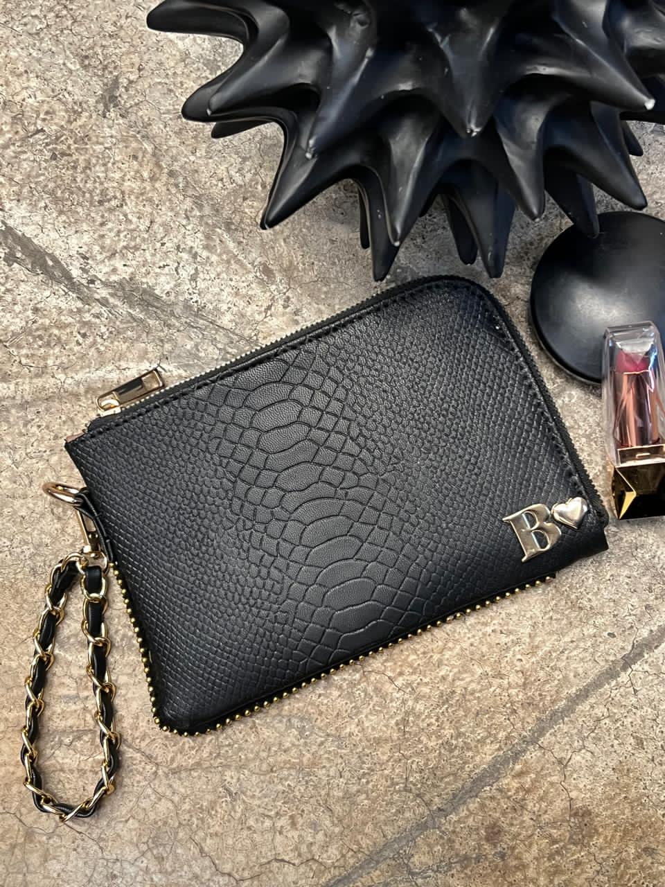 MONEDERO XL PREMIUM NEGRO VIBORA H/DORADO