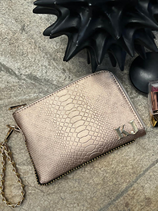 MONEDERO XL PREMIUM METAL CIRCON VIBORA H/DORADO
