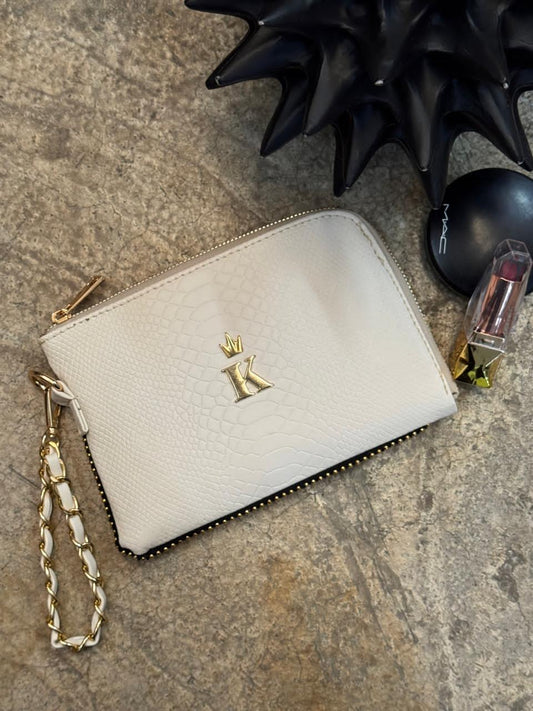 MONEDERO XL PREMIUM HUESO H/DORADO