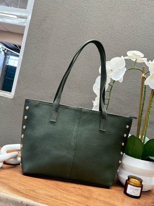 BOLSO 100% PIEL IRLANDA VERDE MILITAR
