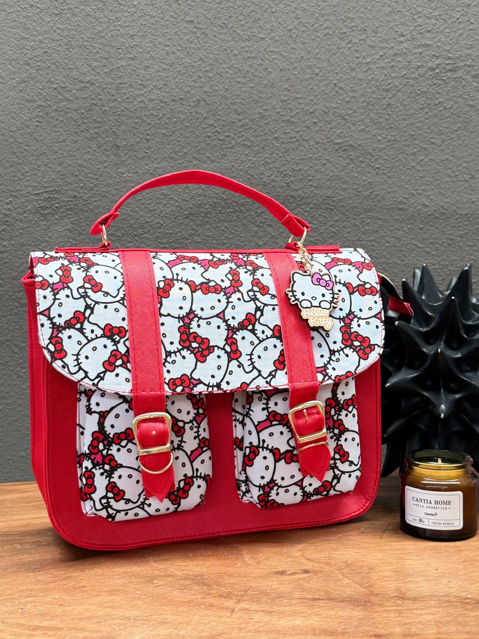 MOCHILA/MALETIN PERSONAJES HELLO KITTY ROJO