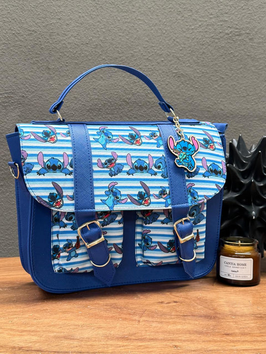 MOCHILA/MALETIN PERSONAJES STITCH LINEAS AZUL REY