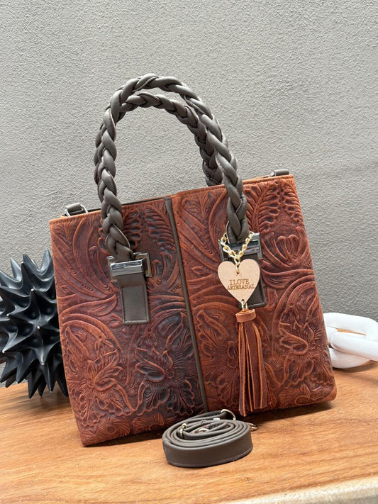 BOLSA ELIZABETH PIEL GRASO MARRON AVEJENTADO