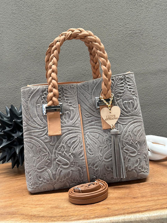 BOLSA ELIZABETH PIEL GRASO GRIS