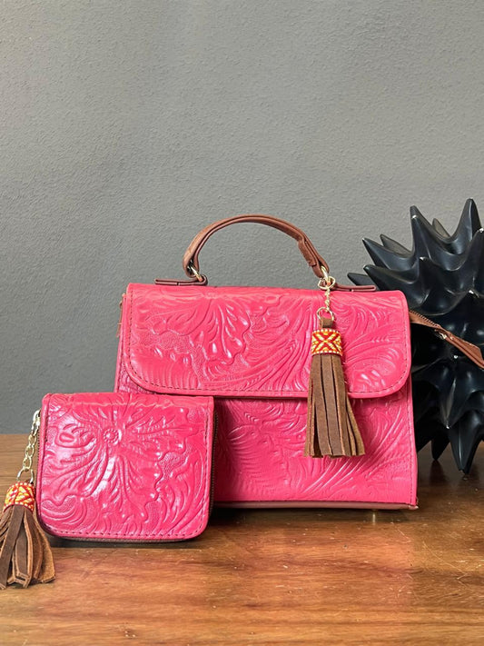 DUO DELIA PIEL GRASO GRABADO FLORES CORALINA