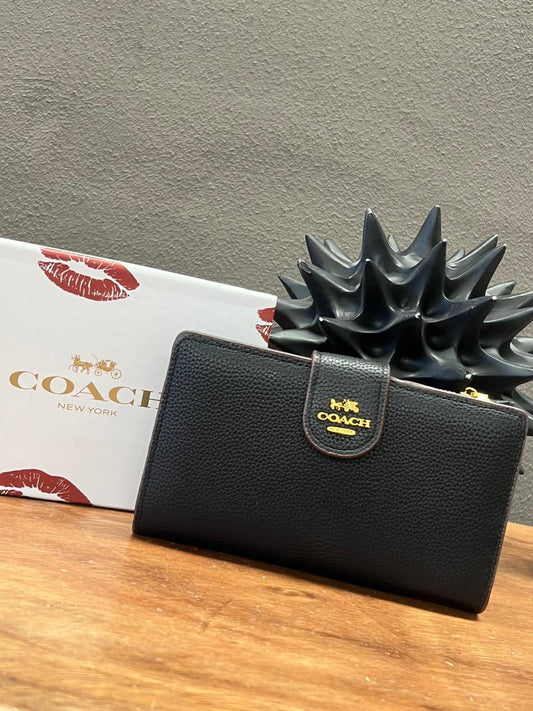 CARTERA COACH DE DAMA NEGRO LISO