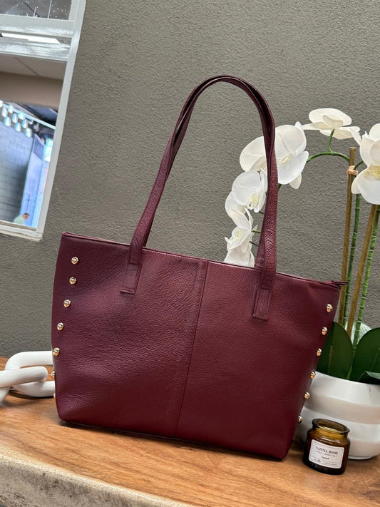 BOLSO 100% PIEL IRLANDA VINO