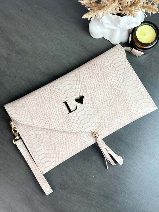 CLUTCH FINO PITON ROSA /HUESO
