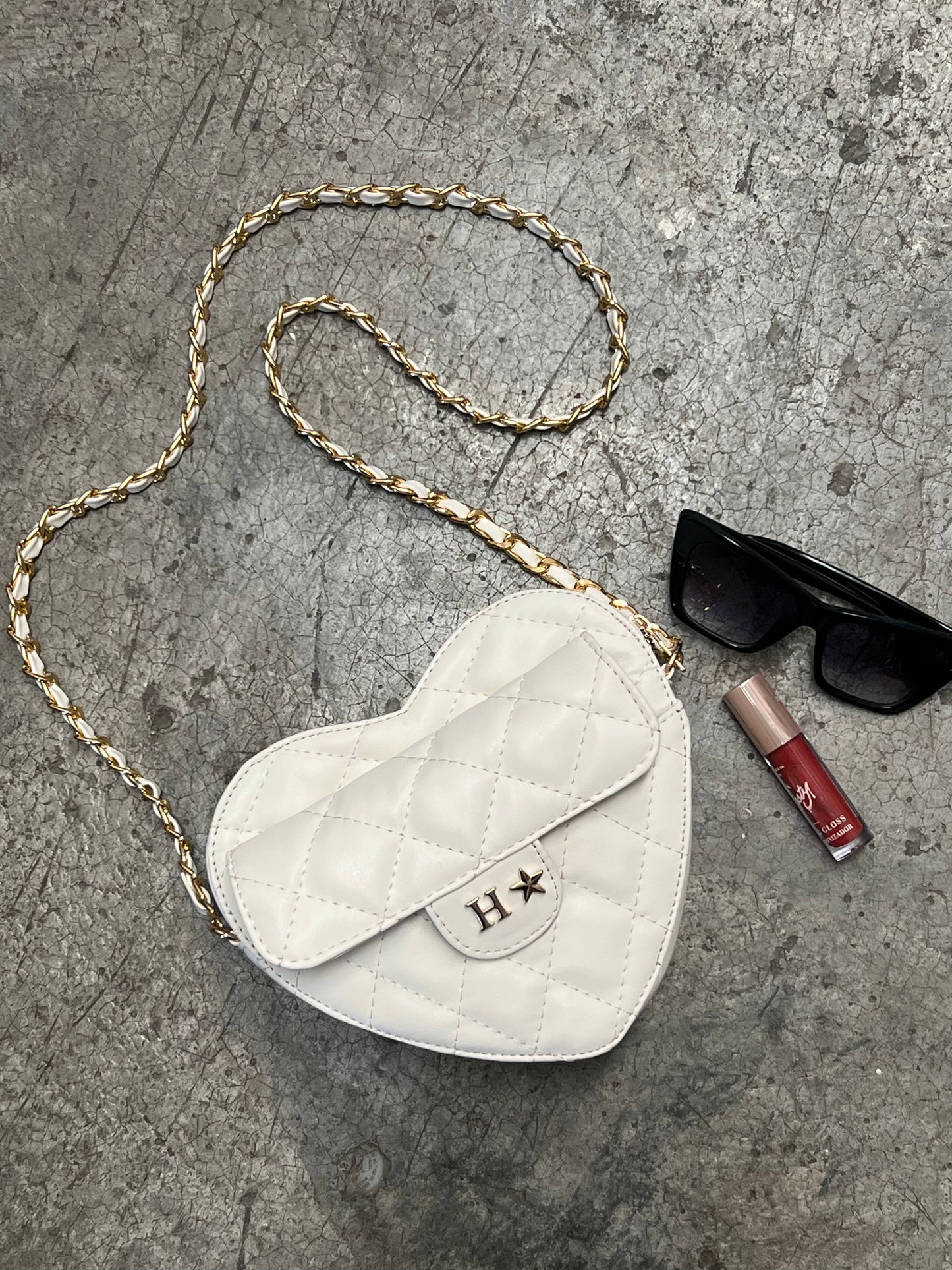 HEART BAG HUESO H/DORADO