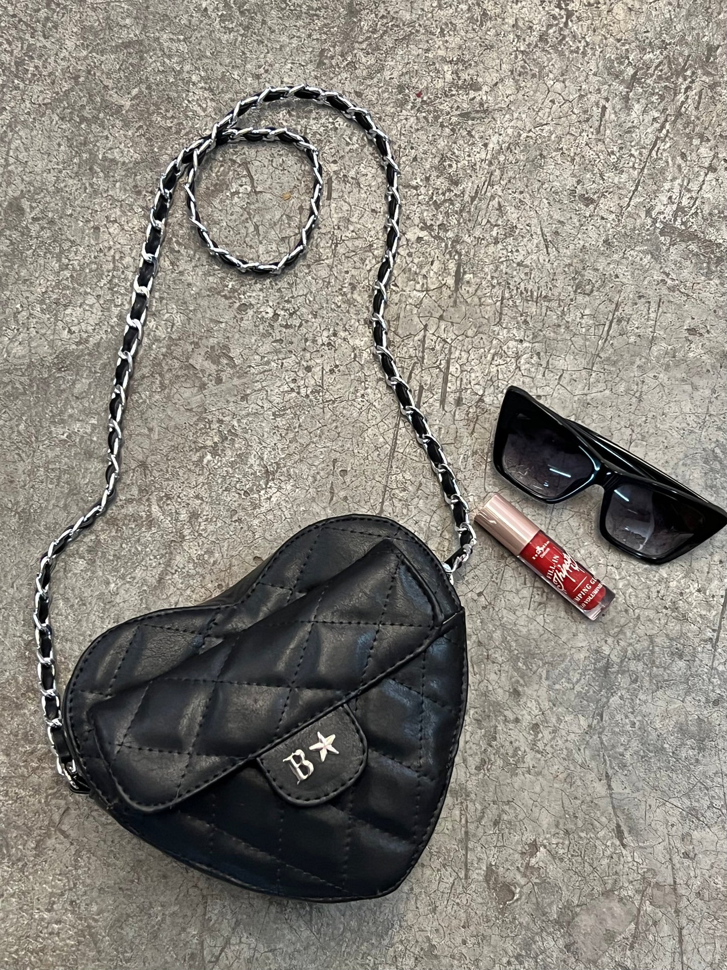 HEART BAG NEGRO H/PLATA