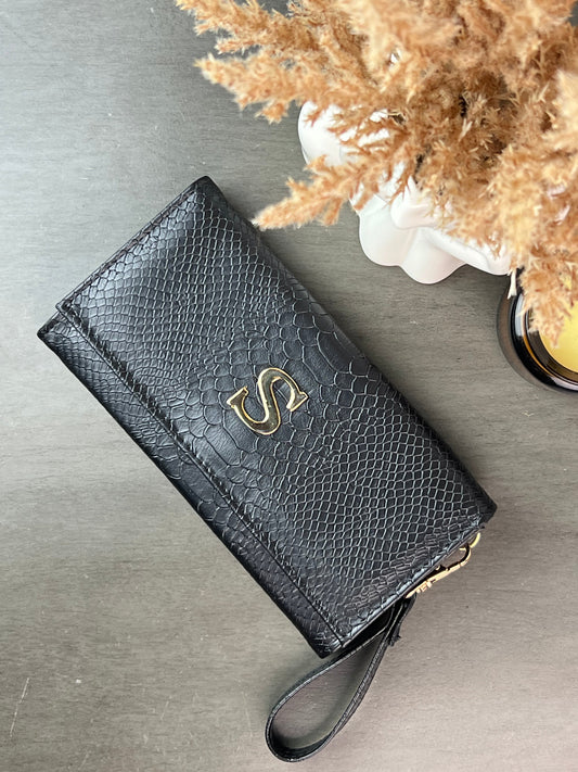 CARTERA MUÑEQUERA NEGRO PITON