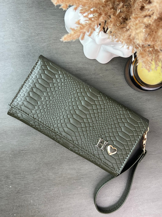 CARTERA MUÑEQUERA VERDE MILITAR