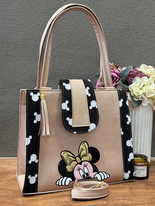BOLSA BROCHE PERSONAJE MINNIE NEGRO/ORO ROSADO
