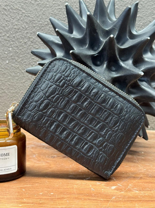MONEDERO AFRICA PIEL COCODRILO NEGRO