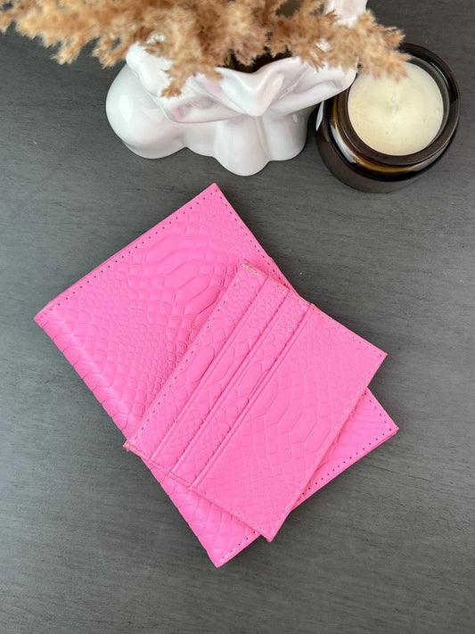 DÚO PORTAPASAPORTE TARJETERO VIBORA ROSA POP