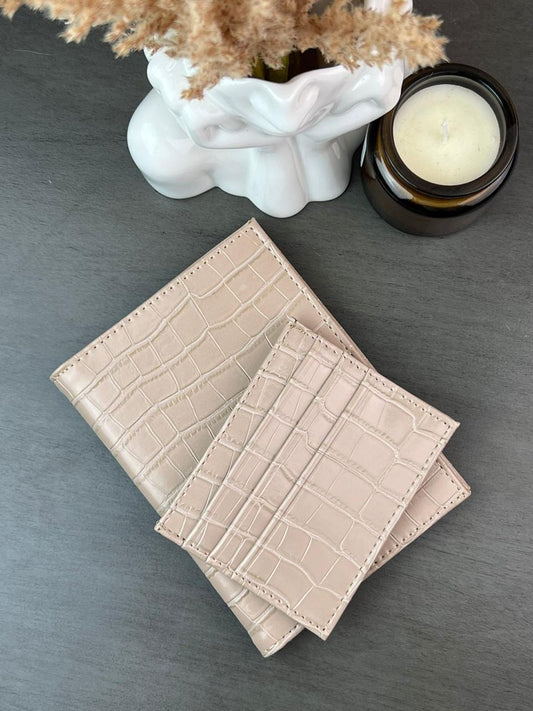 DÚO PORTAPASAPORTE TARJETERO MAQUILLAJE DRILO