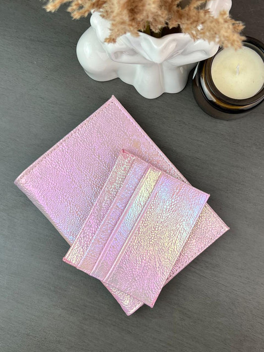 DÚO PORTAPASAPORTE TARJETERO SIRENA ROSA