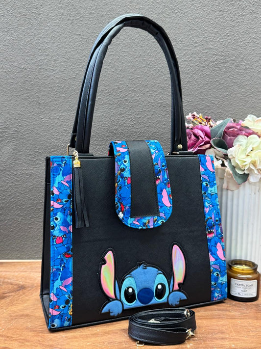 BOLSA BROCHE PERSONAJE STITCH NEGRO/AZUL