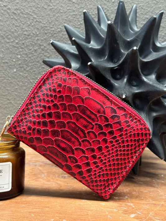 MONEDERO AFRICA PIEL VIBORA ROJO