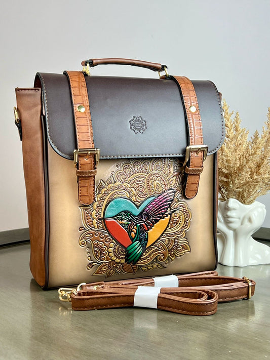 DB MOCHILA HEBILLAS COLIBRI CAPUCCINO/CHOCOLATE