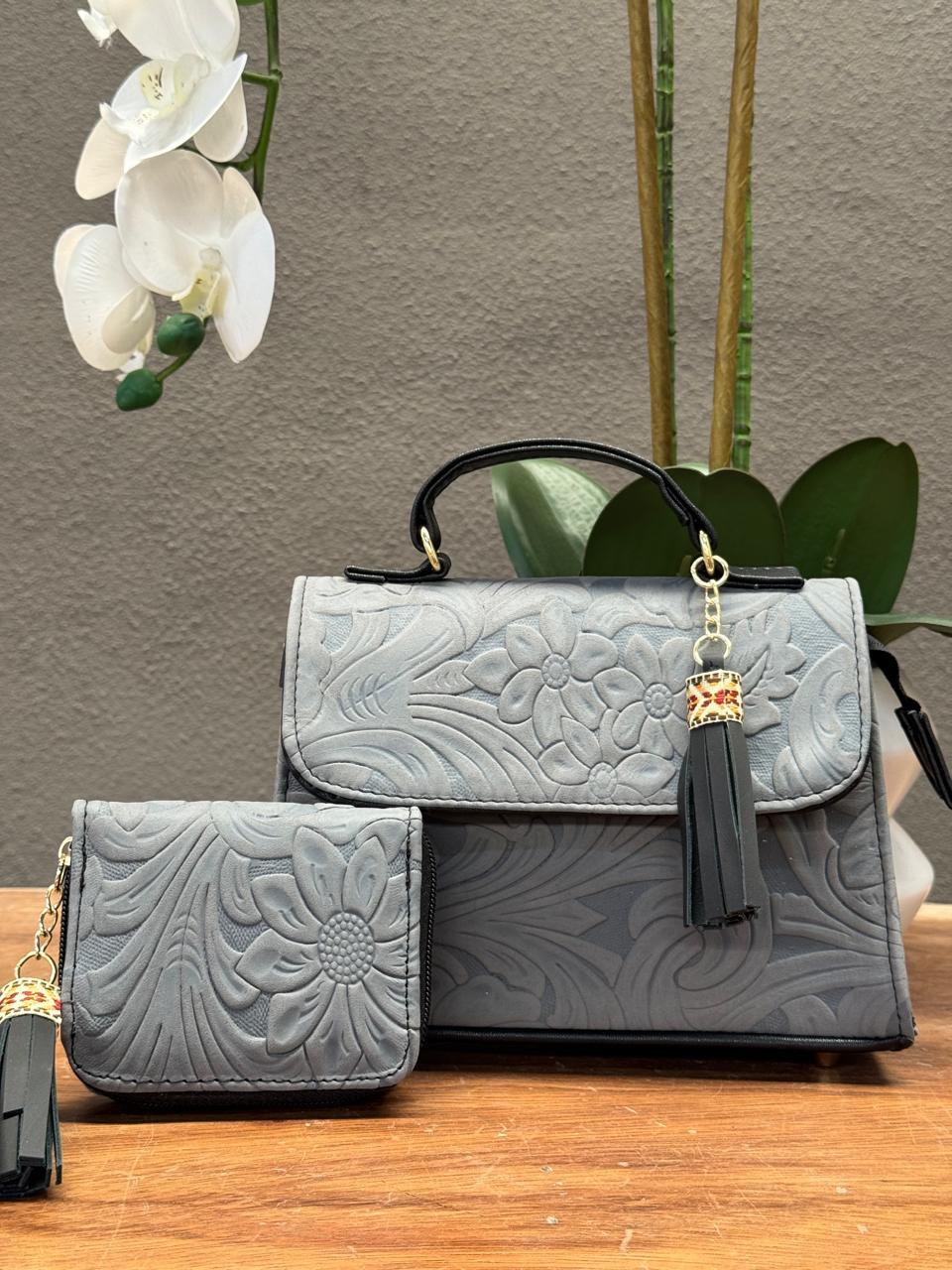 DUO DELIA PIEL GRASO GRABADO PRIMAVERA GRIS