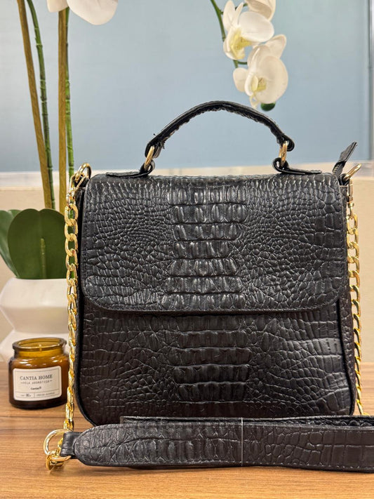 BOLSO 100% PIEL CROACIA COLOR NEGRO