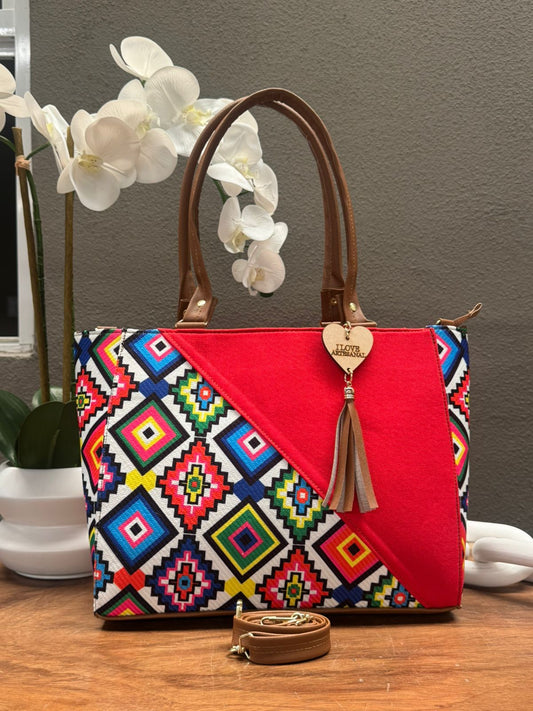 YUTE MODELO DIAGONAL ROJO ROMBOS