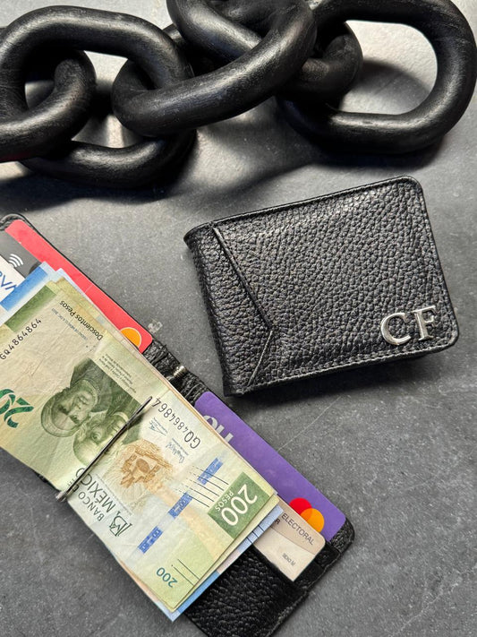 CARTERA  CLIP SUIZA 100% PIEL NEGRO