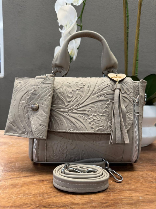 BOLSO PAULA PIEL FLORES ARENA