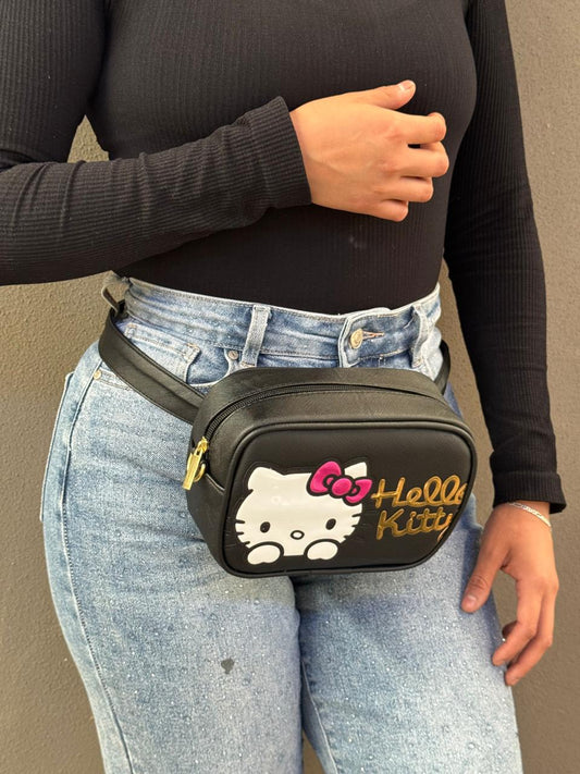 BOLSO/CANGUERERA PERSONAJE HELLO KITTY NEGRO
