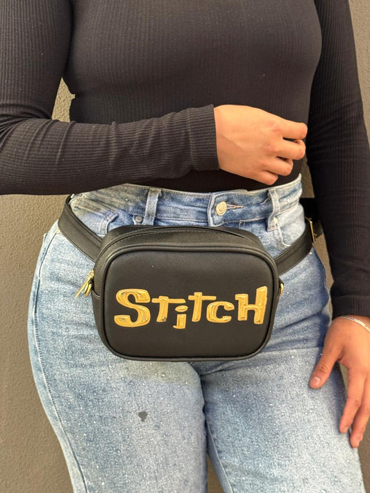 BOLSO/CANGUERERA PERSONAJE STITCH NEGRO