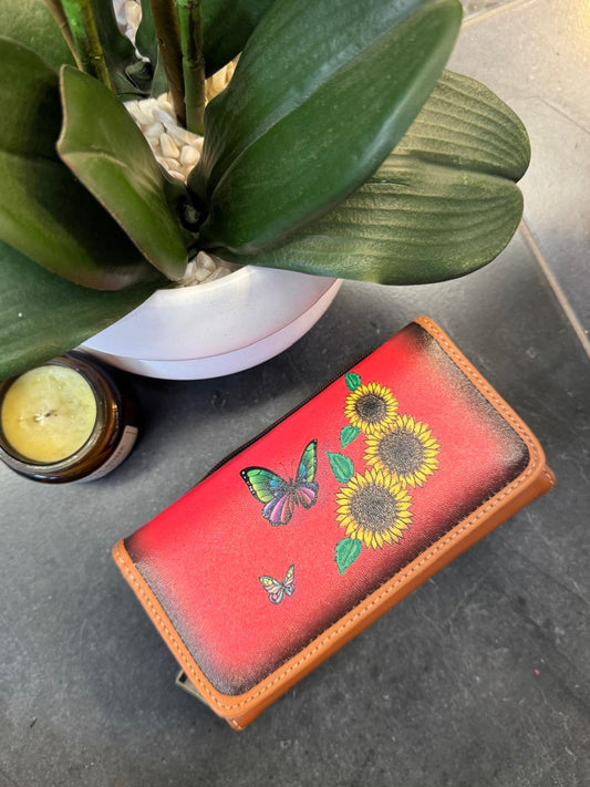DB CARTERA MARIPOSA-GIRASOLES CORAL