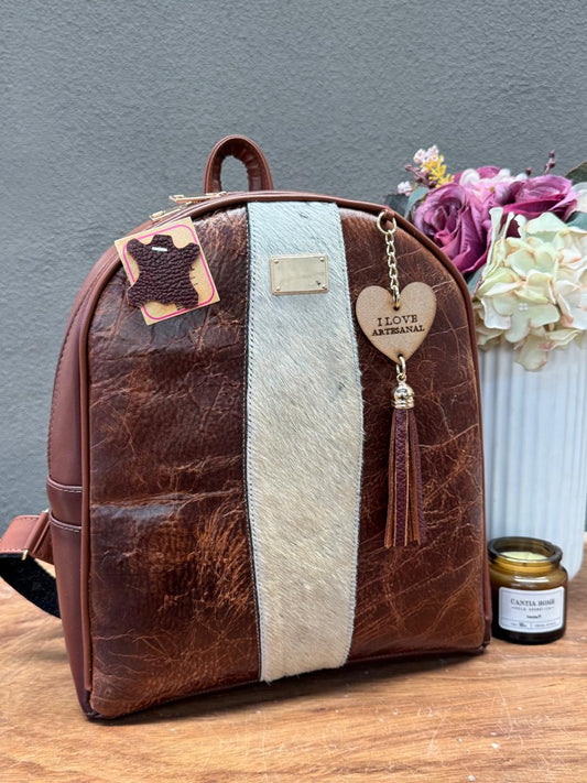 UB MOD ARTESANAL MOCHILA AMY FRANJAS PELO MARRON