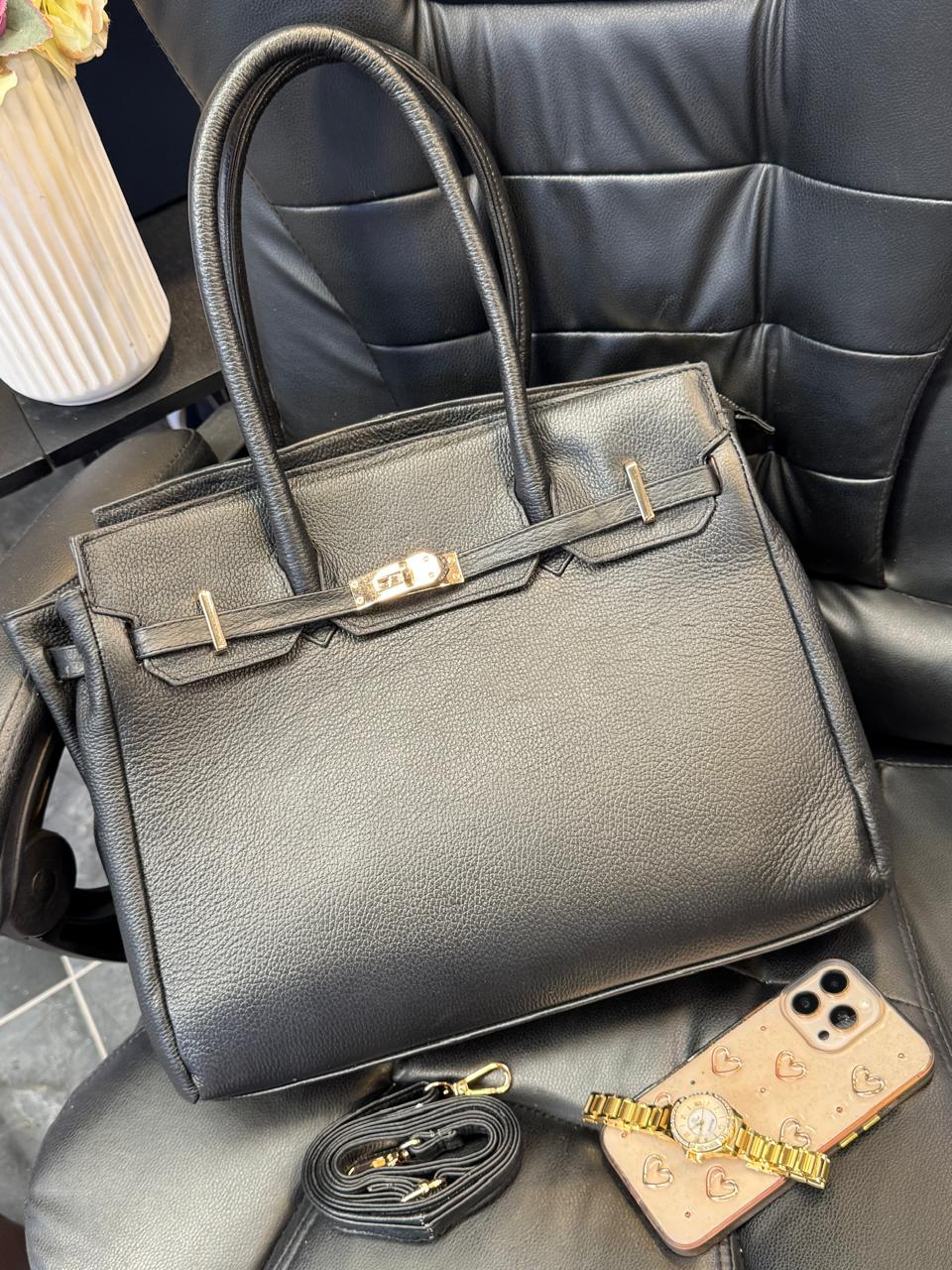 BOLSO 100% PIEL BIRKIN 35 NEGRO