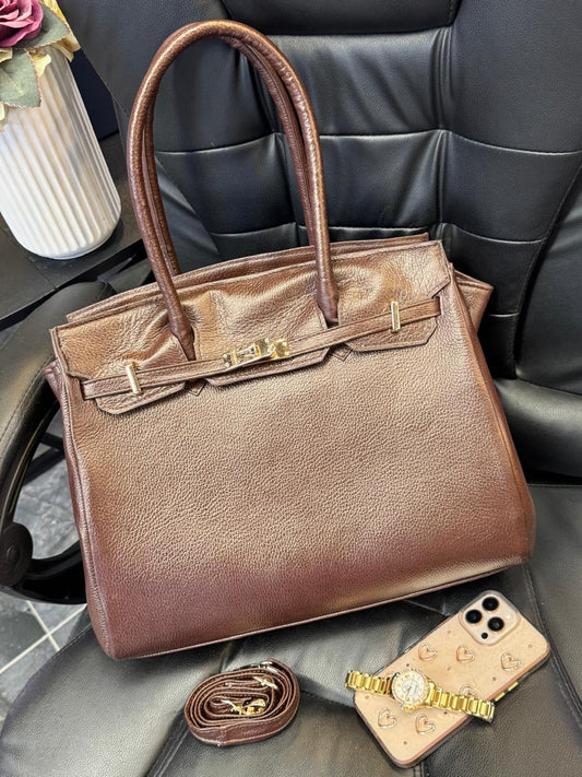 BOLSO 100% BIRKIN 35 PIEL CAFE EFECTO