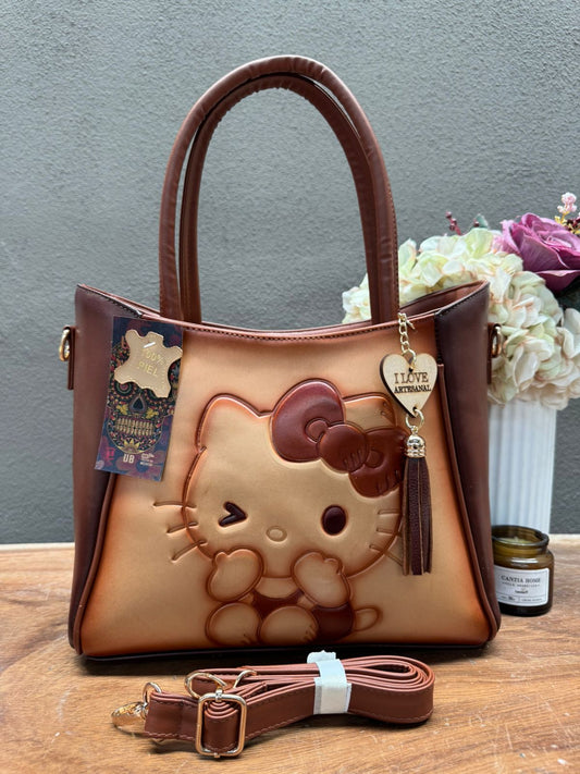 UB BOLSO MONICA MARRON HELLO KITTY