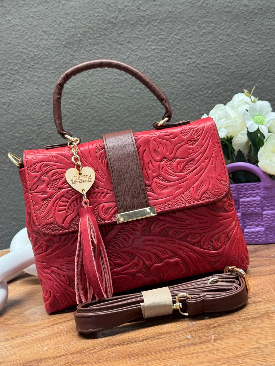 BOLSA DAFNE COLOR ROJO/CAMEL