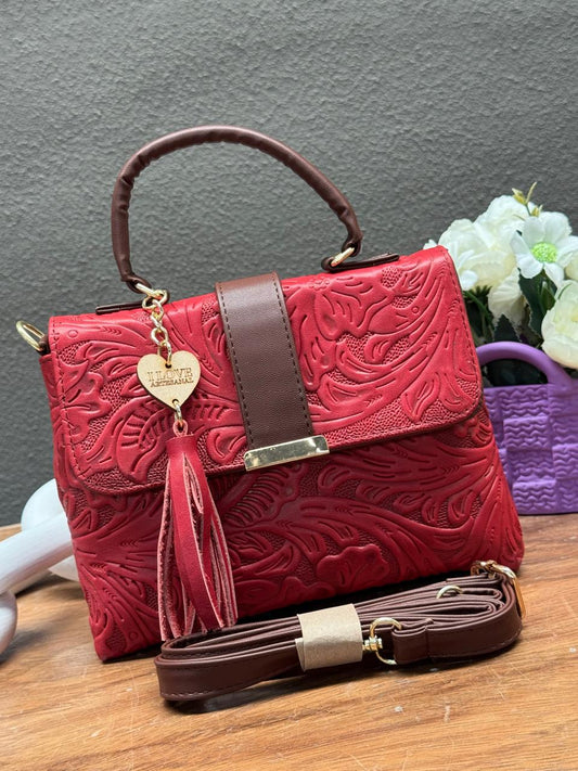BOLSA DAFNE COLOR ROJO/CAMEL