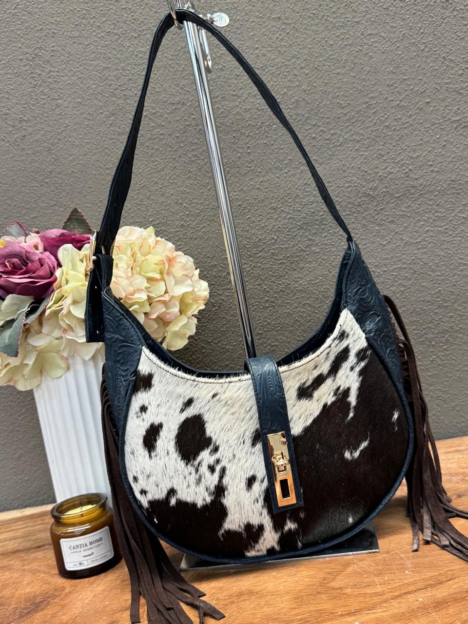 BOLSA BAGUETTE COW AZUL MARINO
