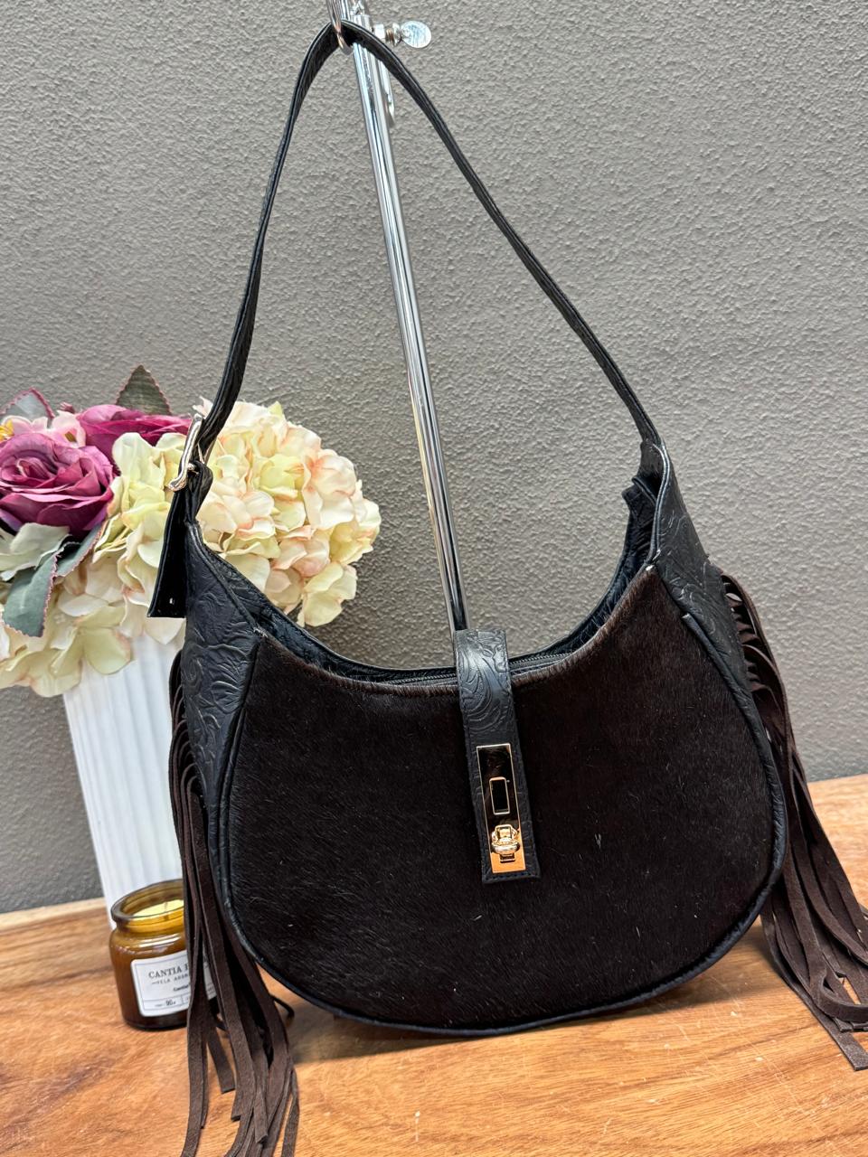 BOLSA BAGUETTE  COW NEGRO