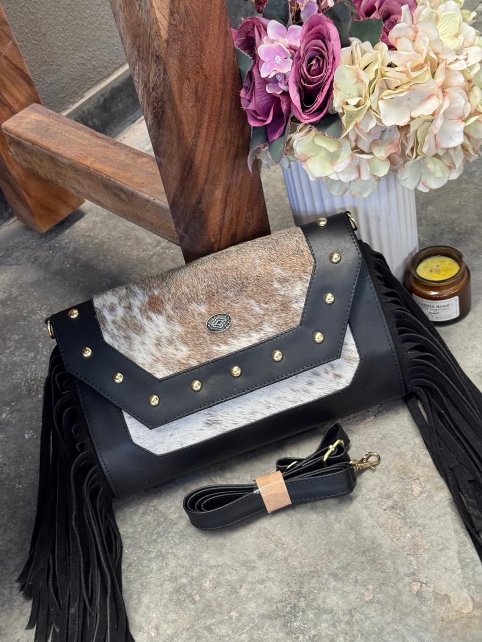 CROSSBODY JESSI PELO Y BARBAS VARIABLE PIEL NEGRO