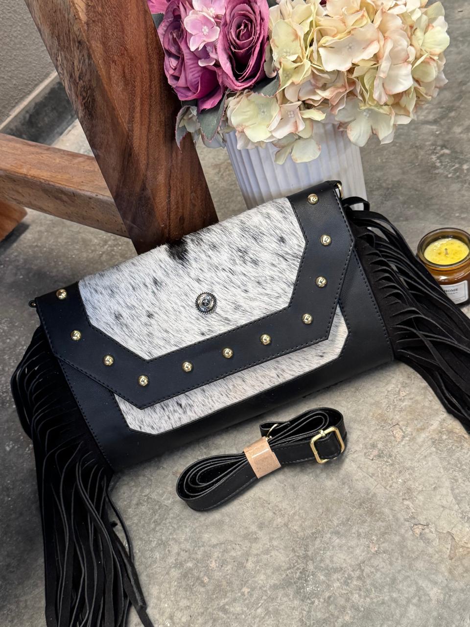 CROSSBODY JESSI PELO Y BARBAS VARIABLE PIEL NEGRO