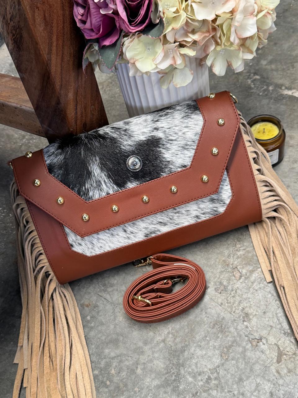 CROSSBODY JESSI PELO Y BARBAS VARIABLE PIEL CAMEL