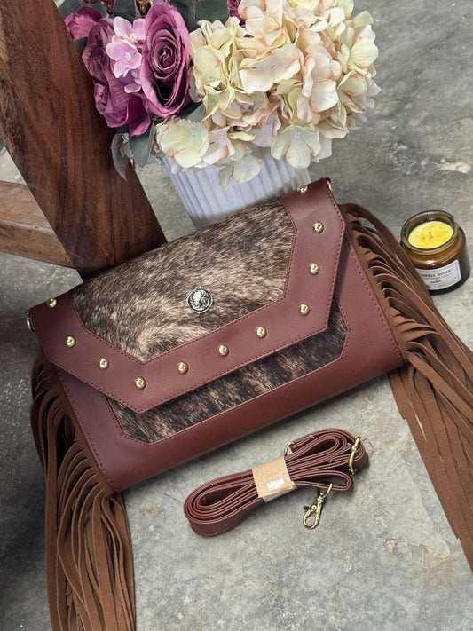 CROSSBODY JESSI PELO Y BARBAS VARIABLE PIEL MARRON