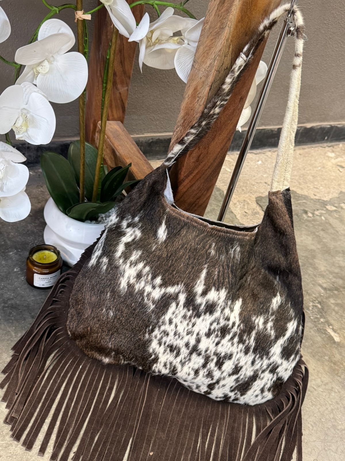 BOLSO ALYSSA DOBLE VISTA PELO CON BARBAS CHOCOLATE