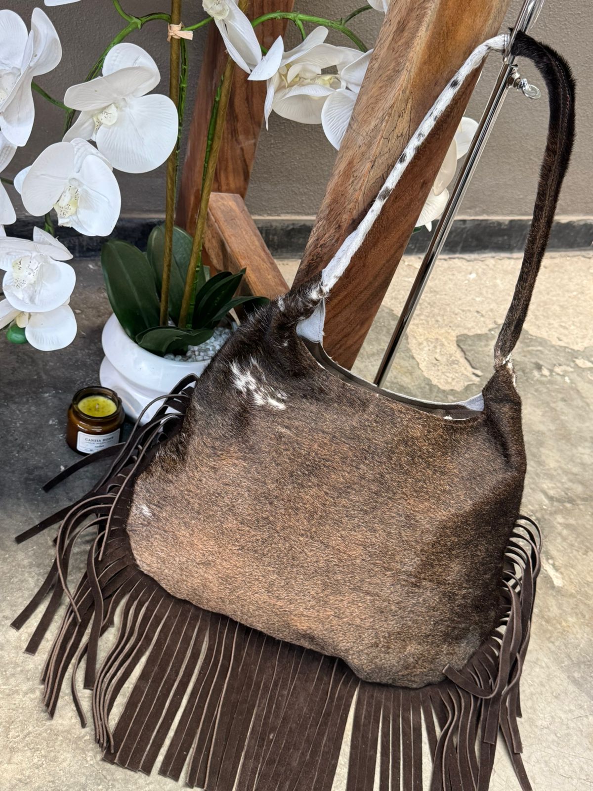 BOLSO ALYSSA DOBLE VISTA PELO CON BARBAS CHOCOLATE